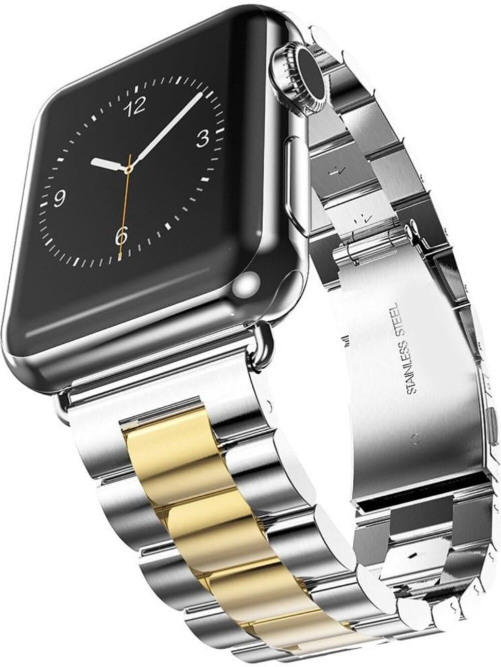 Stylish Silver & Gold Stainless Steel Apple Watch Chain Band 38-42mm